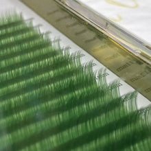 Green eyelash extensions